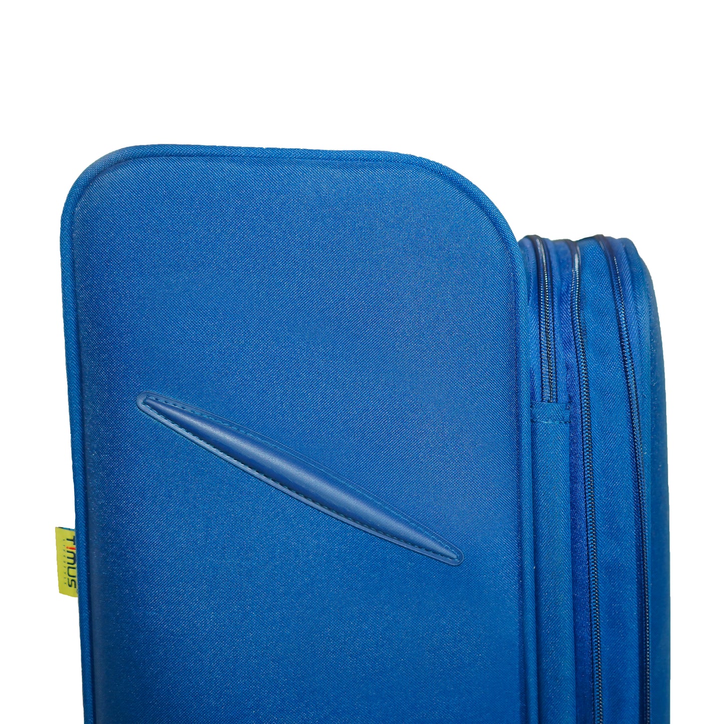 Protective side lugs on blue Flash Plus luggage