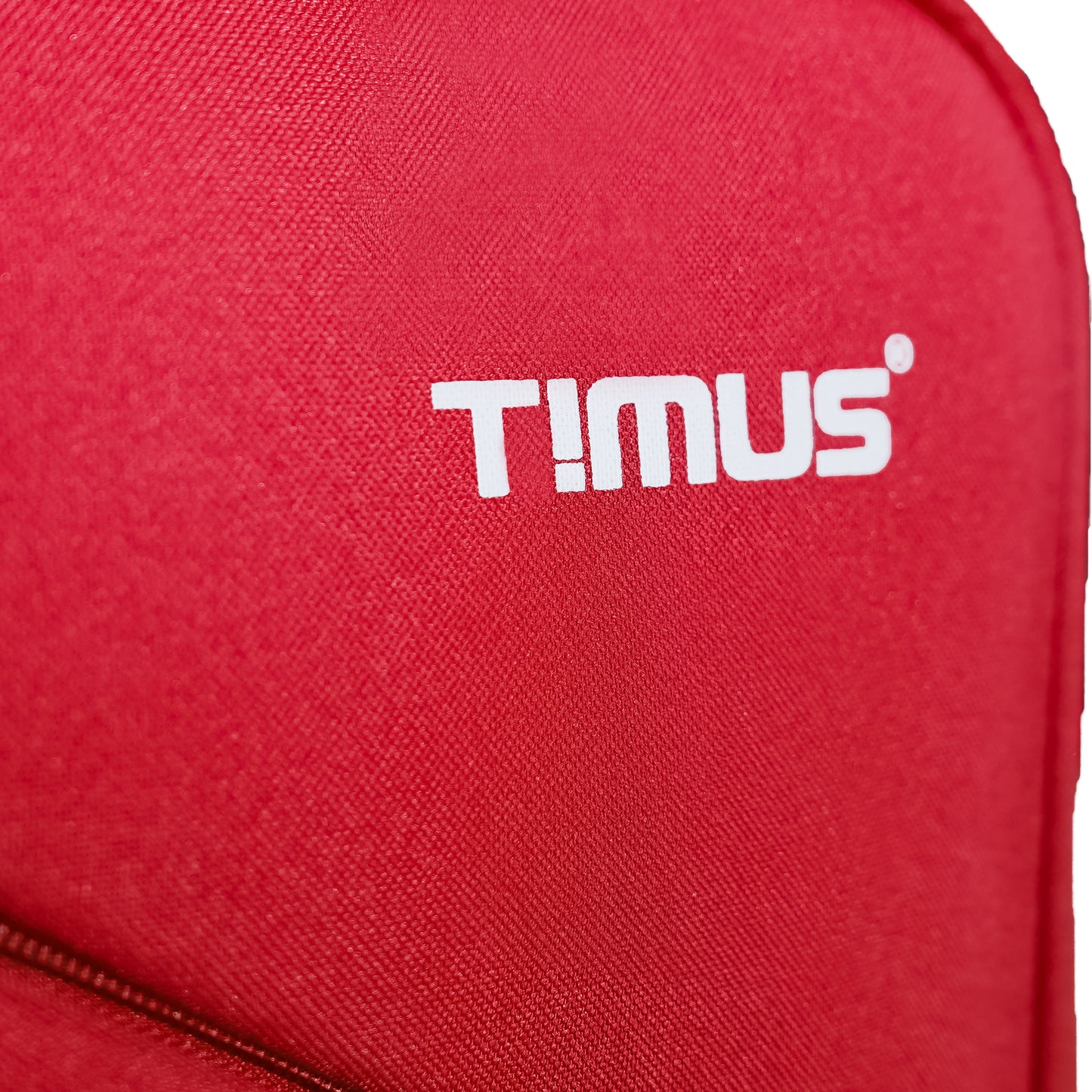 Timus logo print on the front of red Flash Plus soft luggage