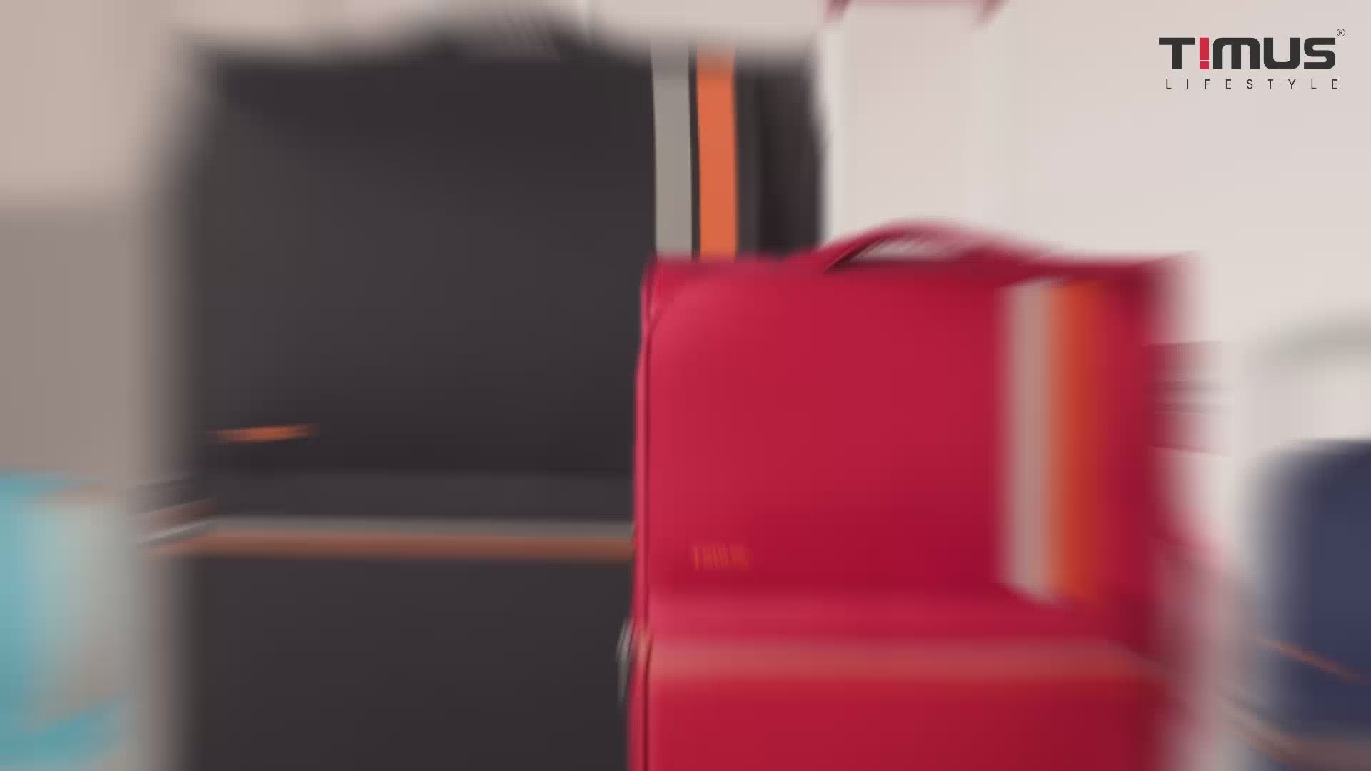 video of the Sportive soft luggage showcasing front and side views, contrast double wheels, expandable trolley handle, combination lock, and vibrant stripe design.