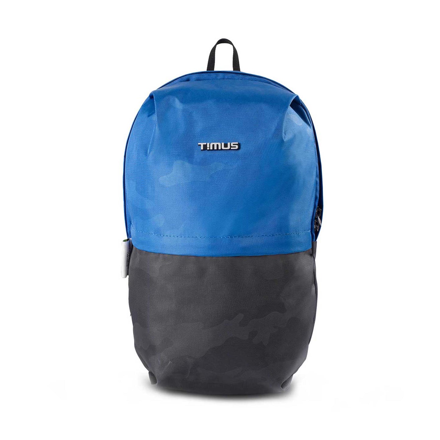 Front view of Timus Atomic Mini Backpack in blue and black colour with Timus brand logo.