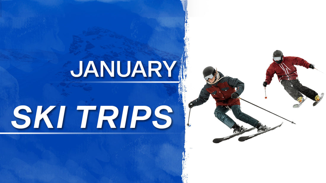 Two people ski down a snow-covered mountain, fully geared for winter—while Timus Starlite keeps their travel protected, stylish, and secure.