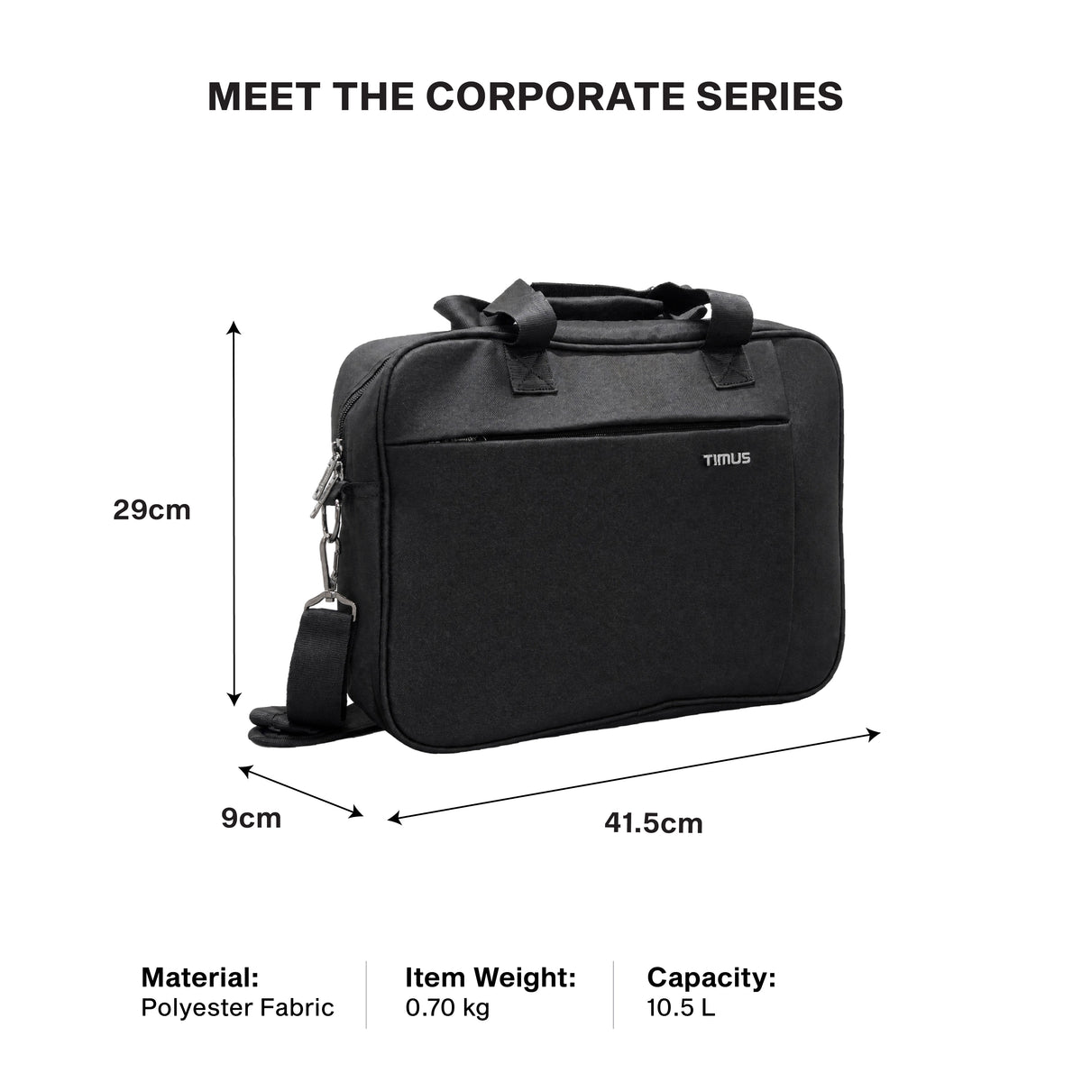 Timus Elite Briefcase for Men & Women | Lightweight Polyester Office & Business Bag