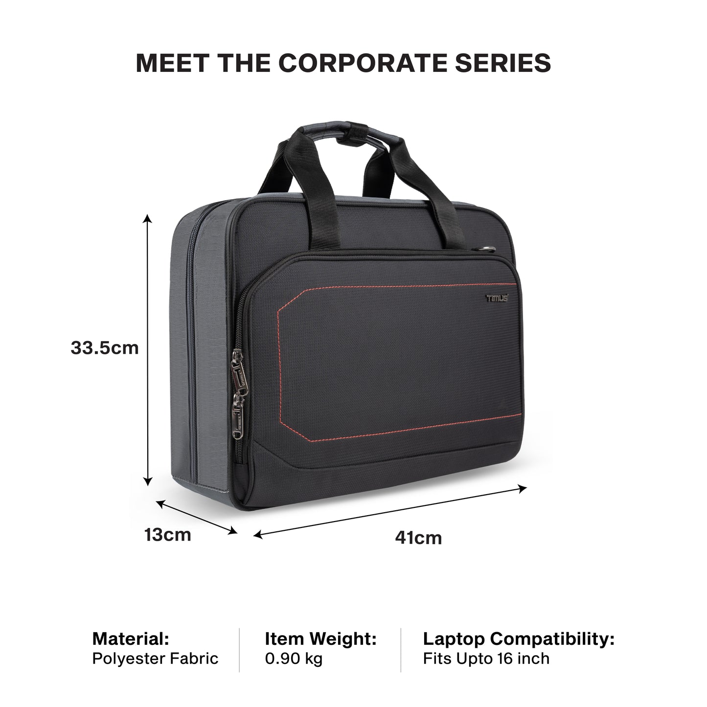 Timus Prestige laptop briefcase size details – corporate work bag measurement guide3