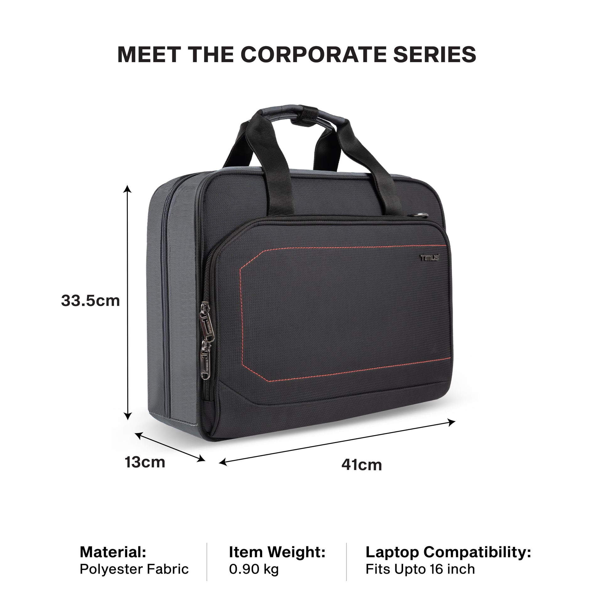 Timus Prestige laptop briefcase size details – corporate work bag measurement guide3