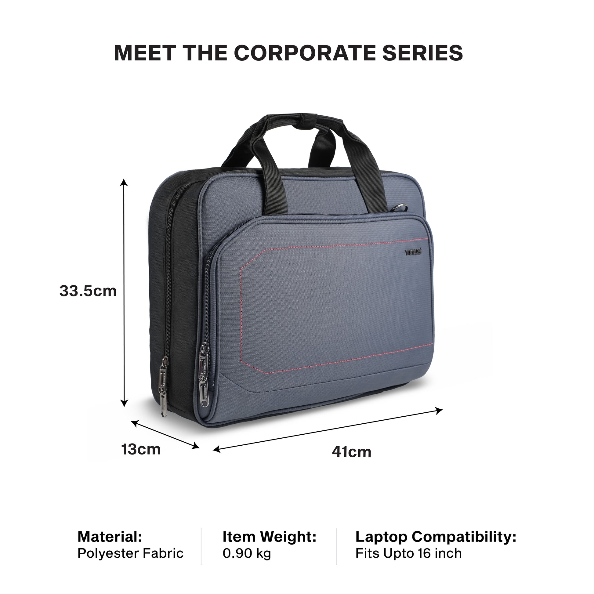 Timus Prestige laptop briefcase size details – corporate work bag measurement guide02