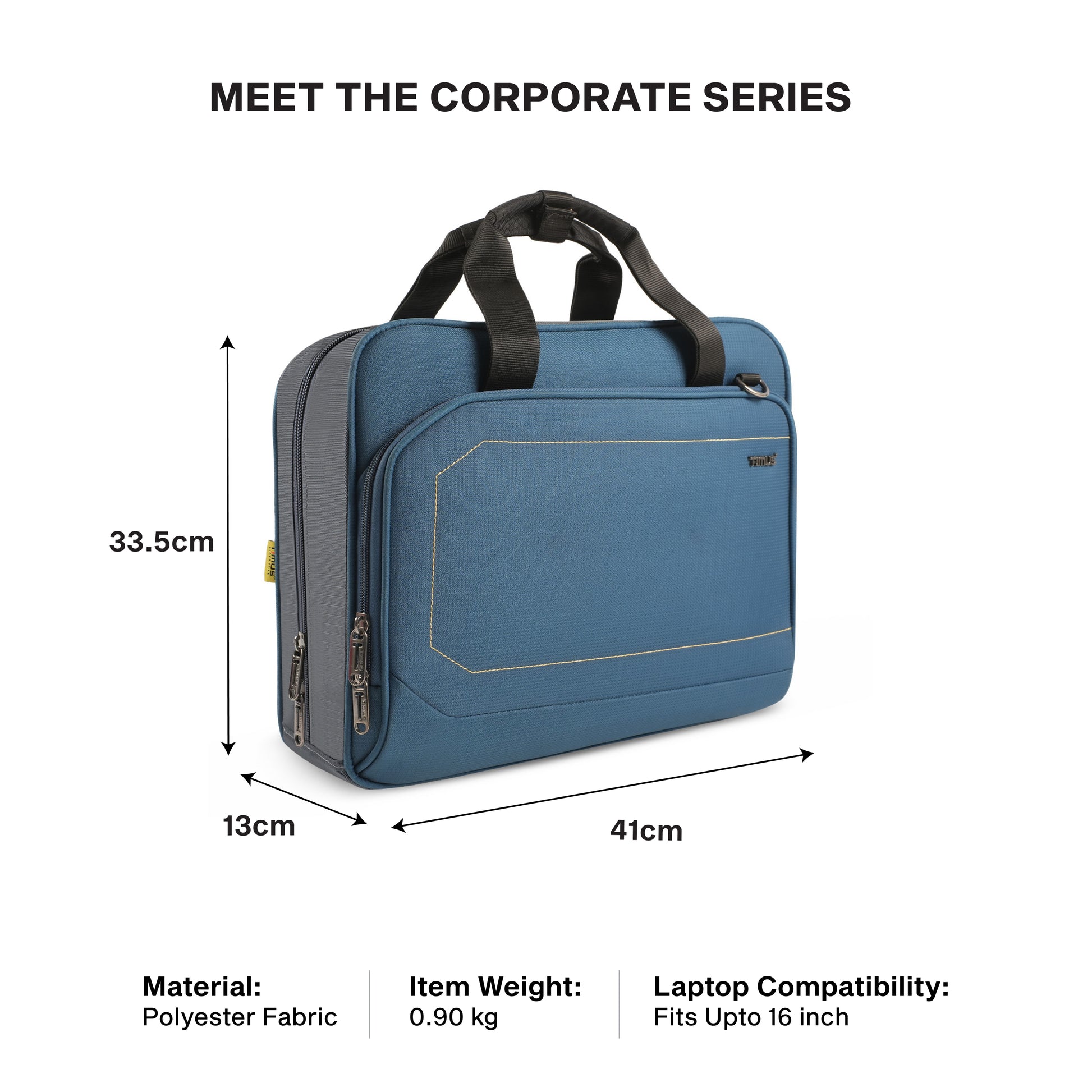 Timus Prestige laptop briefcase size details – corporate work bag measurement guide