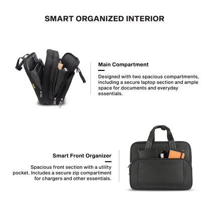 Timus Orbit laptop briefcase interior layout – padded laptop compartment with document organizer021