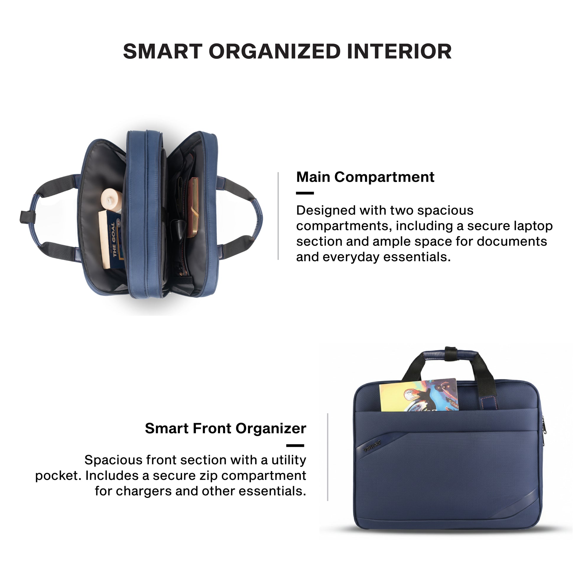 Timus Aero laptop briefcase interior layout – padded laptop compartment with document organizer 03