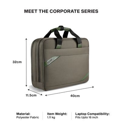 Timus Aero laptop briefcase size details – business work bag measurement guide
