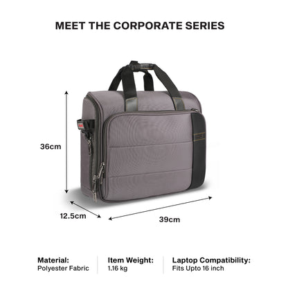 Timus Sync laptop briefcase size details – business laptop bag measurement guide