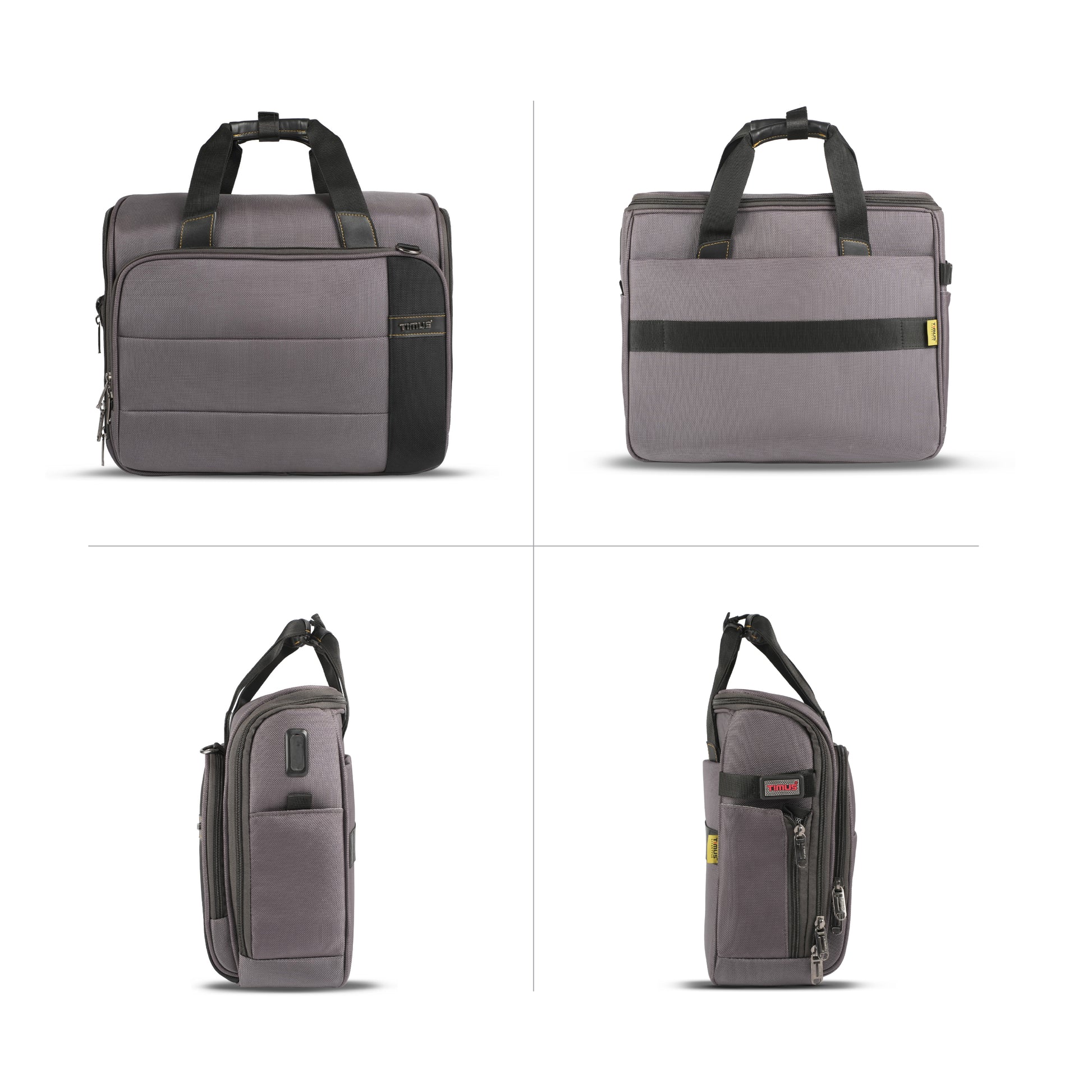Timus Sync professional laptop briefcase multi angle view – corporate office carry bag profile