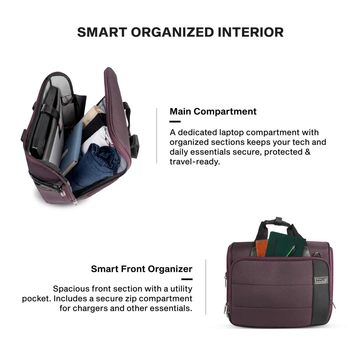 Timus Sync laptop briefcase interior layout – padded laptop compartment with document organizer02