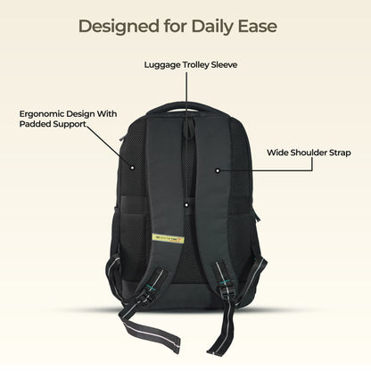Timus Cyprus Backpack back view with padded straps