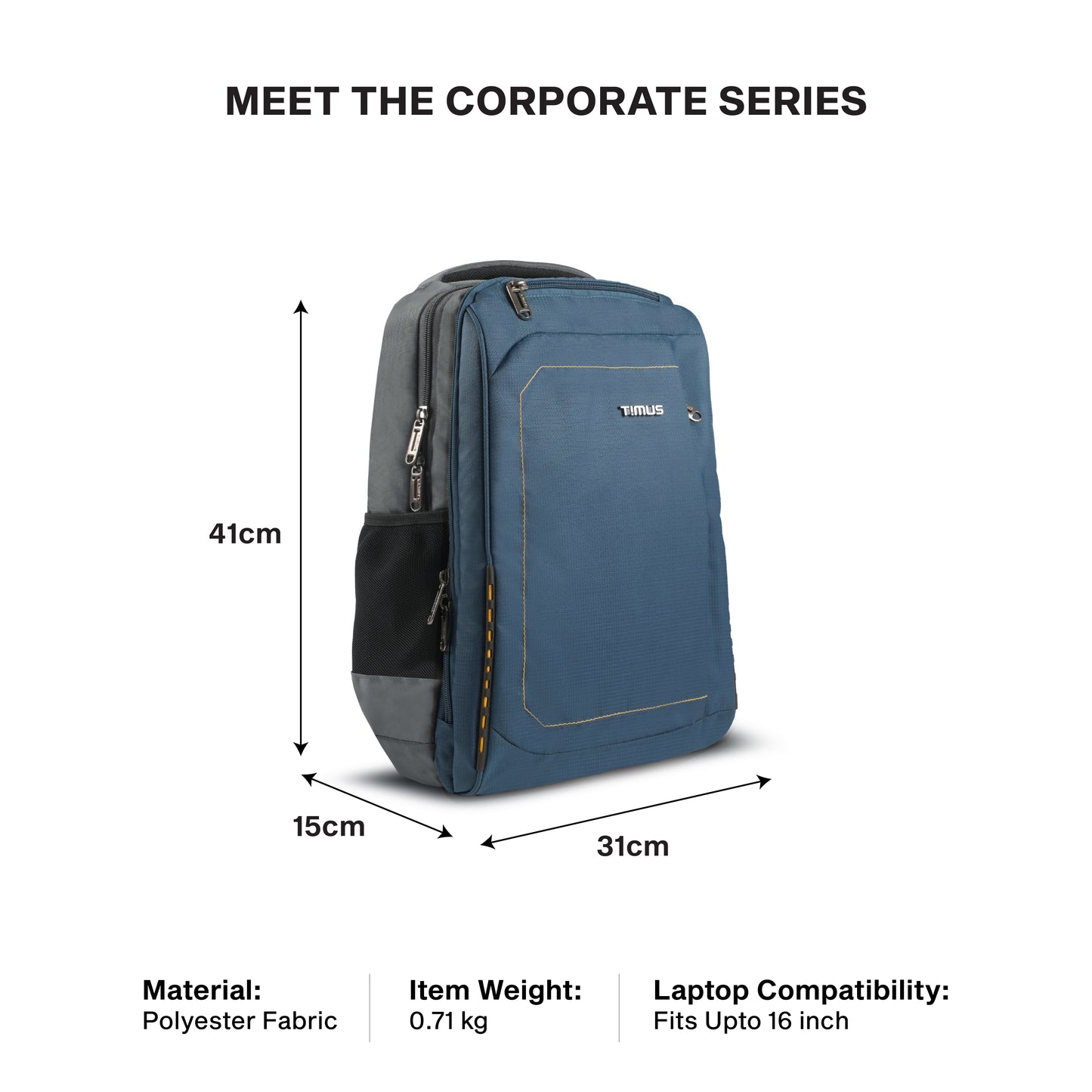 Timus Port 19L compact laptop backpack size guide – small office backpack dimensions