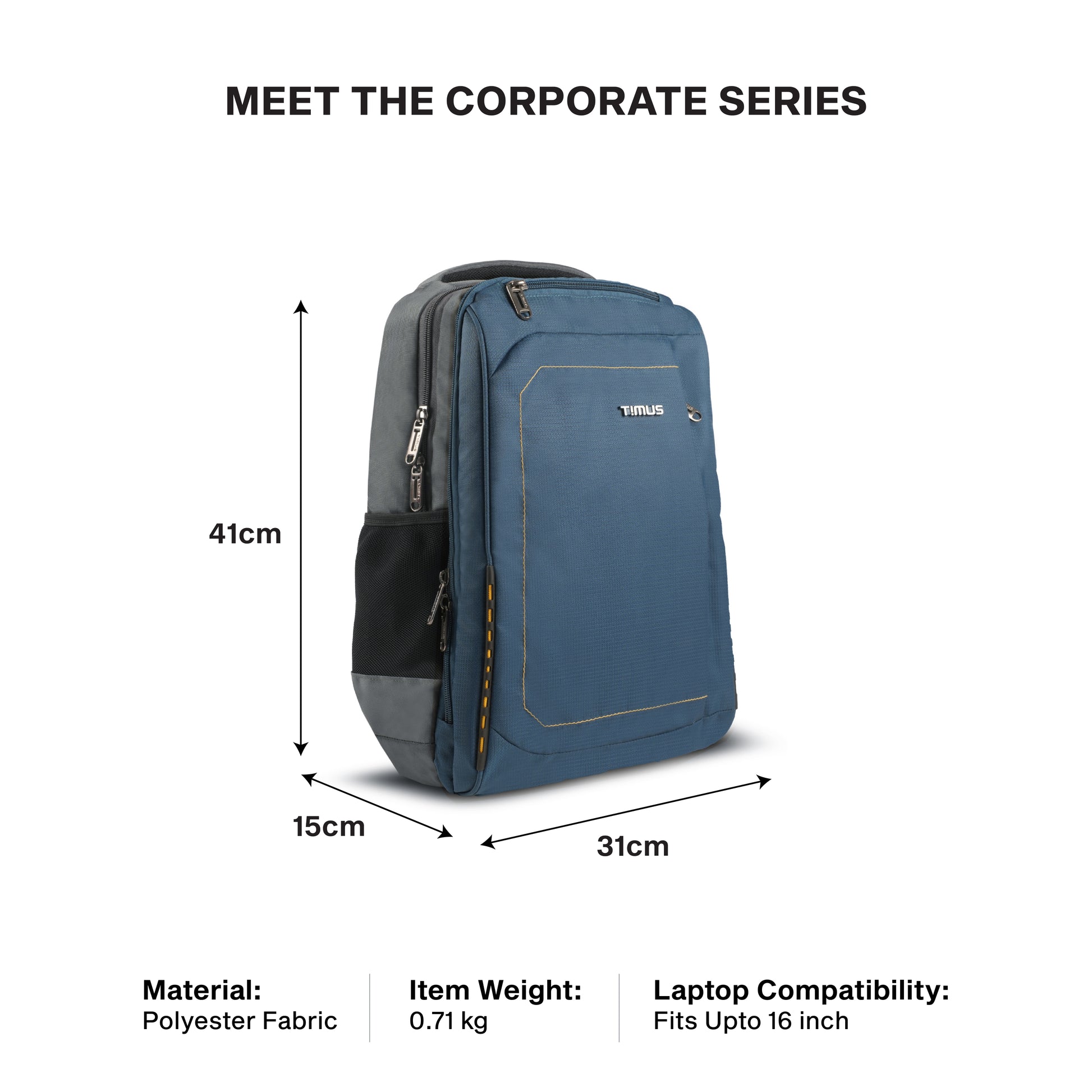 Timus Port 19L compact laptop backpack size guide – small office backpack dimensions