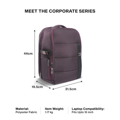 Timus Track laptop backpack size details – business travel bag measurement guide