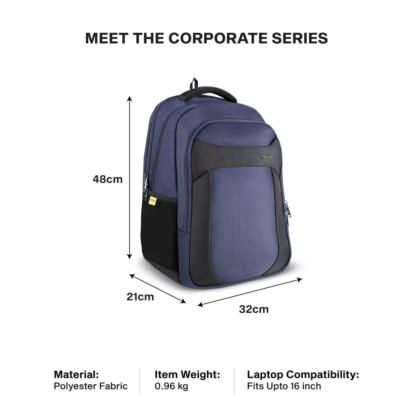 Timus Uno  laptop backpack size details – compact business travel bag measurements