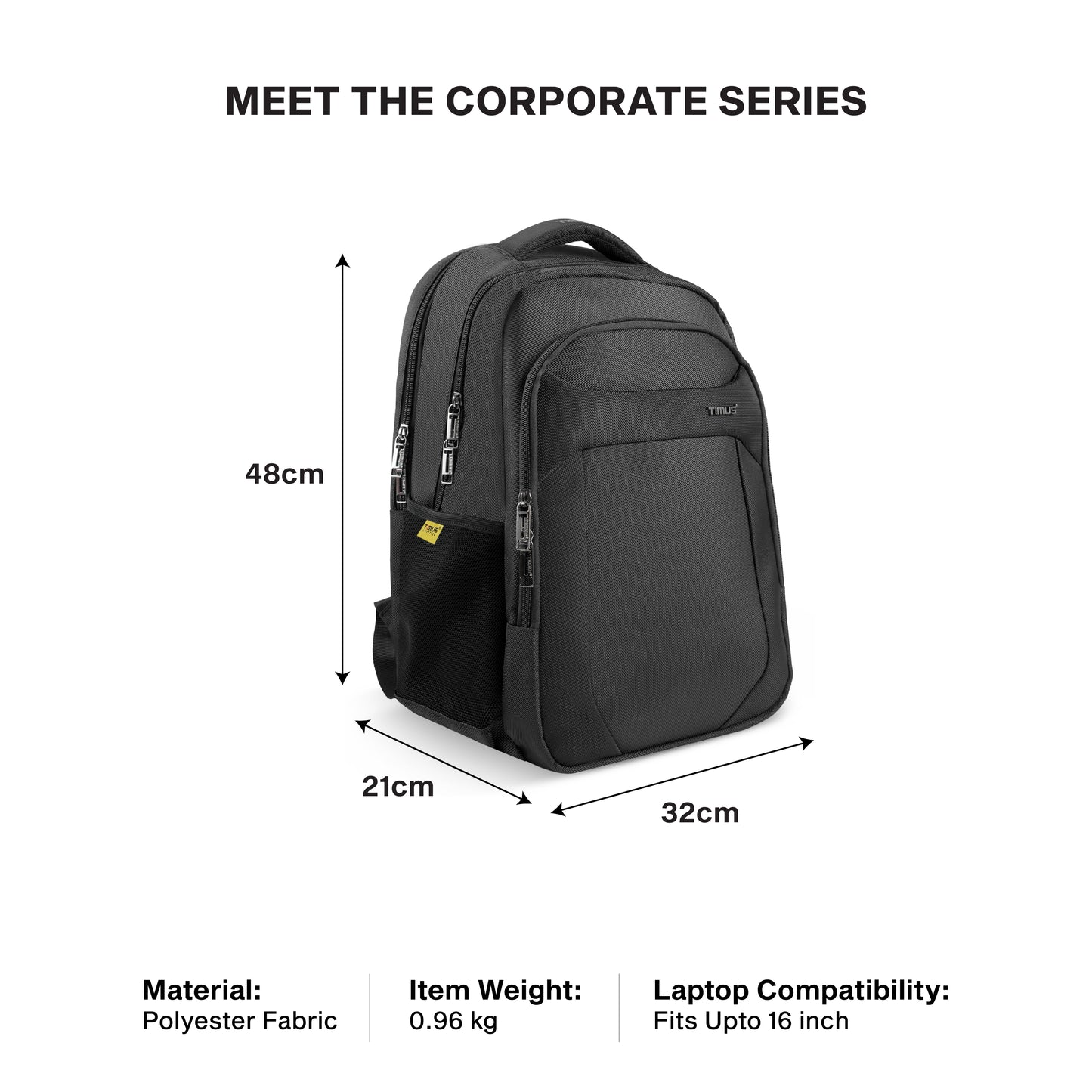 Timus Uno  laptop backpack size details – compact business travel bag measurements