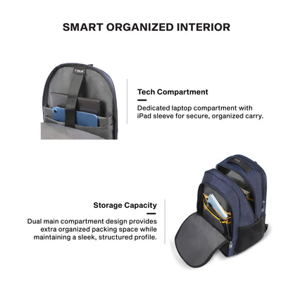 Timus Uno organized laptop backpack interior – padded laptop sleeve with accessory pockets