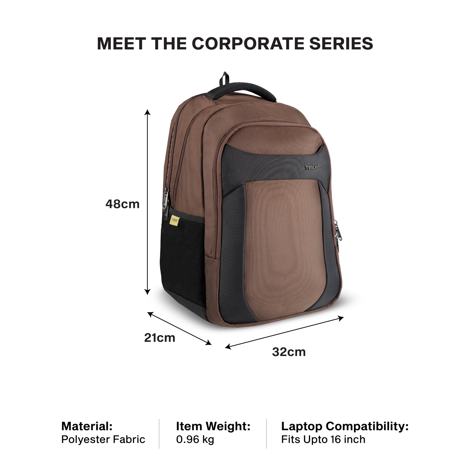 Timus Uno small laptop backpack size details – compact business travel bag measurements