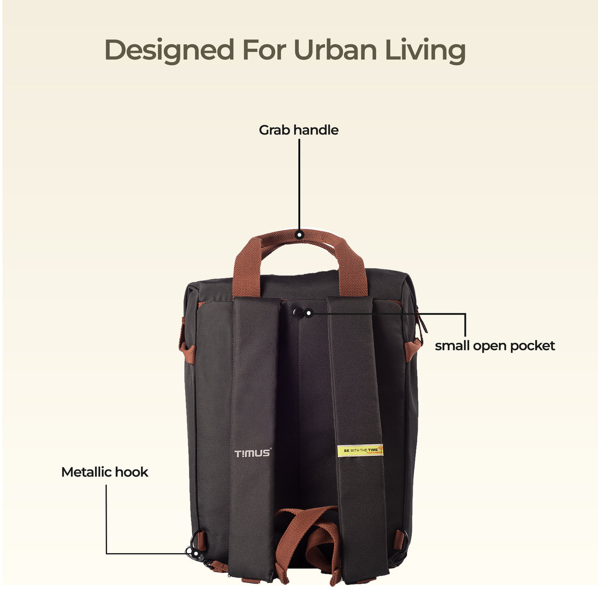 Timus Chicago Backpack back view with padded straps