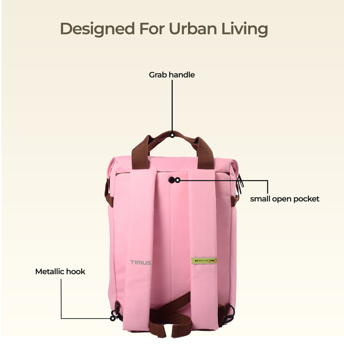 Timus Chicago Backpack back view with padded straps