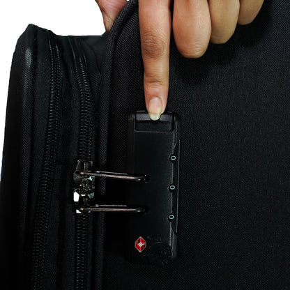 TSA-approved lock on Flash Plus black soft luggage