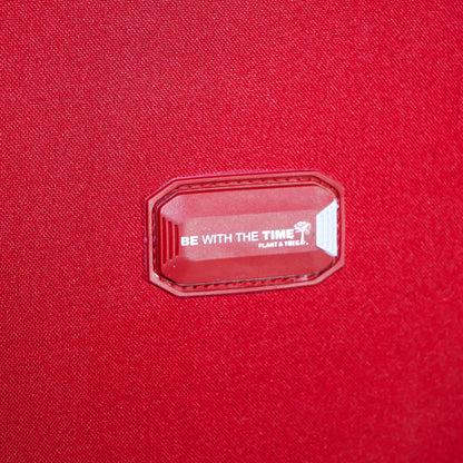 Built-in name tag holder on red Flash Plus soft luggage for personal identification
