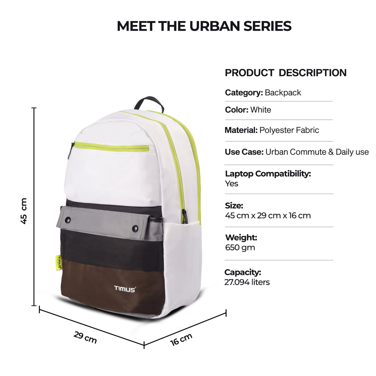 Timus Sydney Backpack dimension