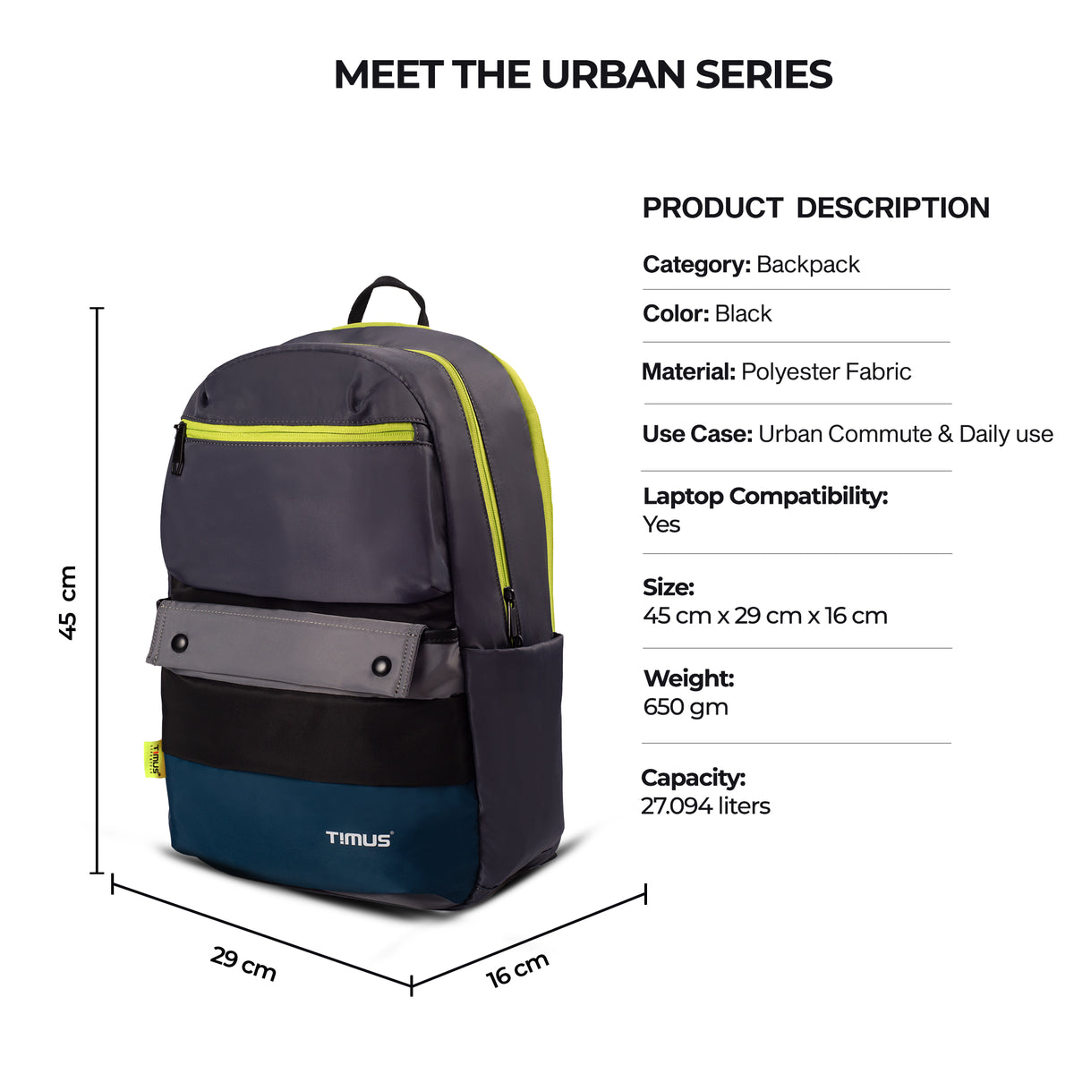 Timus Sydney Backpack dimension
