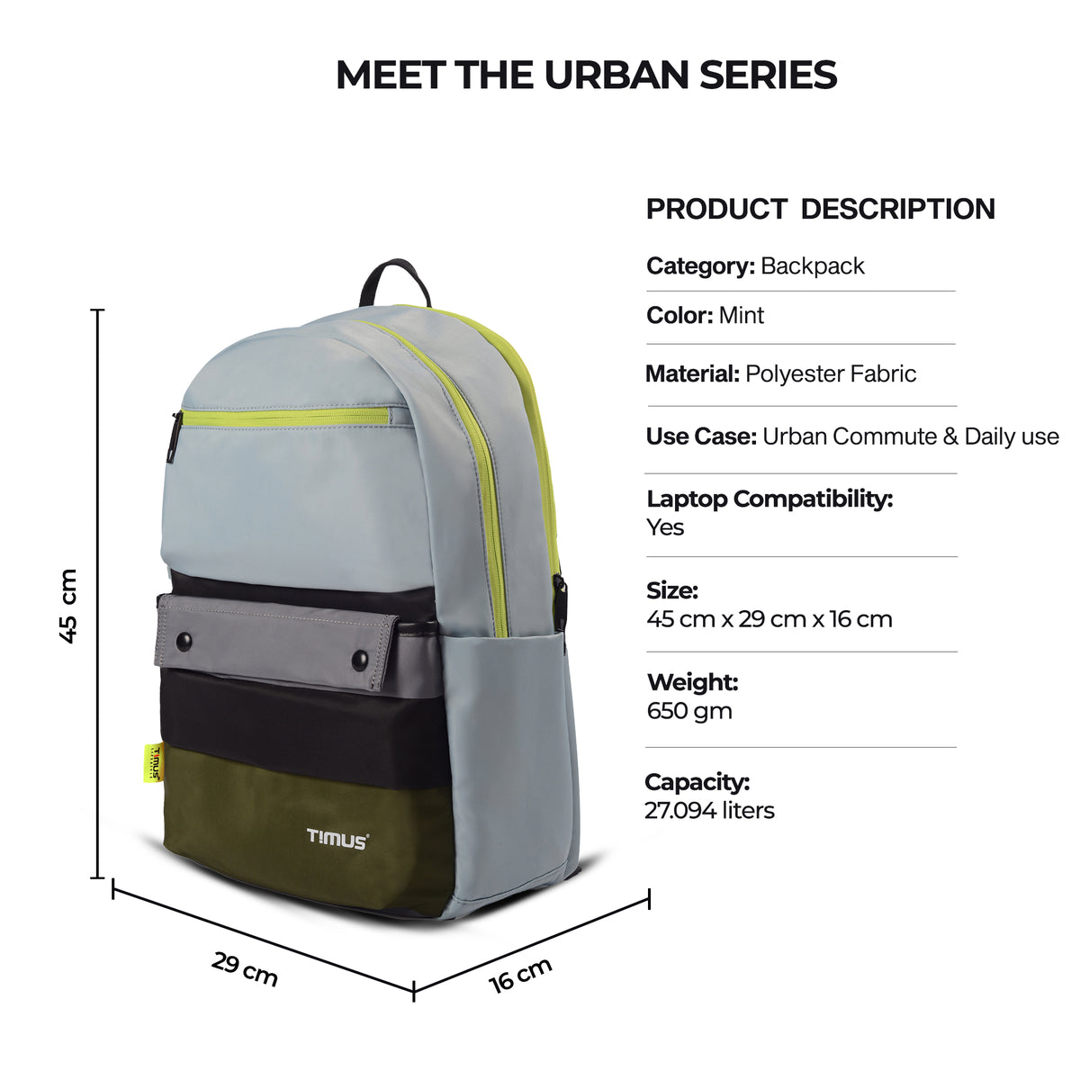 Timus Sydney Backpack dimension