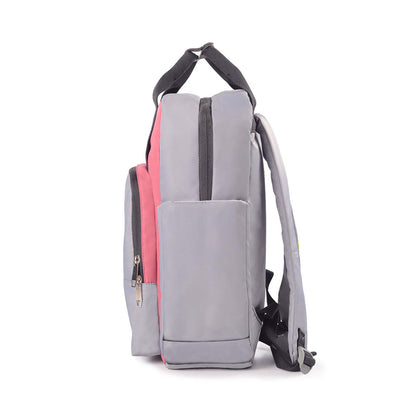 Left side view of Timus Las Vegas urban backpack in grey, displaying the side pocket, zipper closure and shoulder straps.